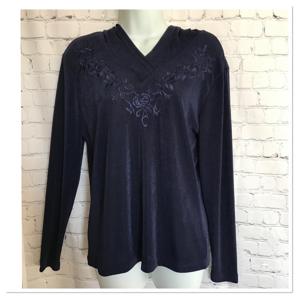 Navy Hoodie with Embroidery